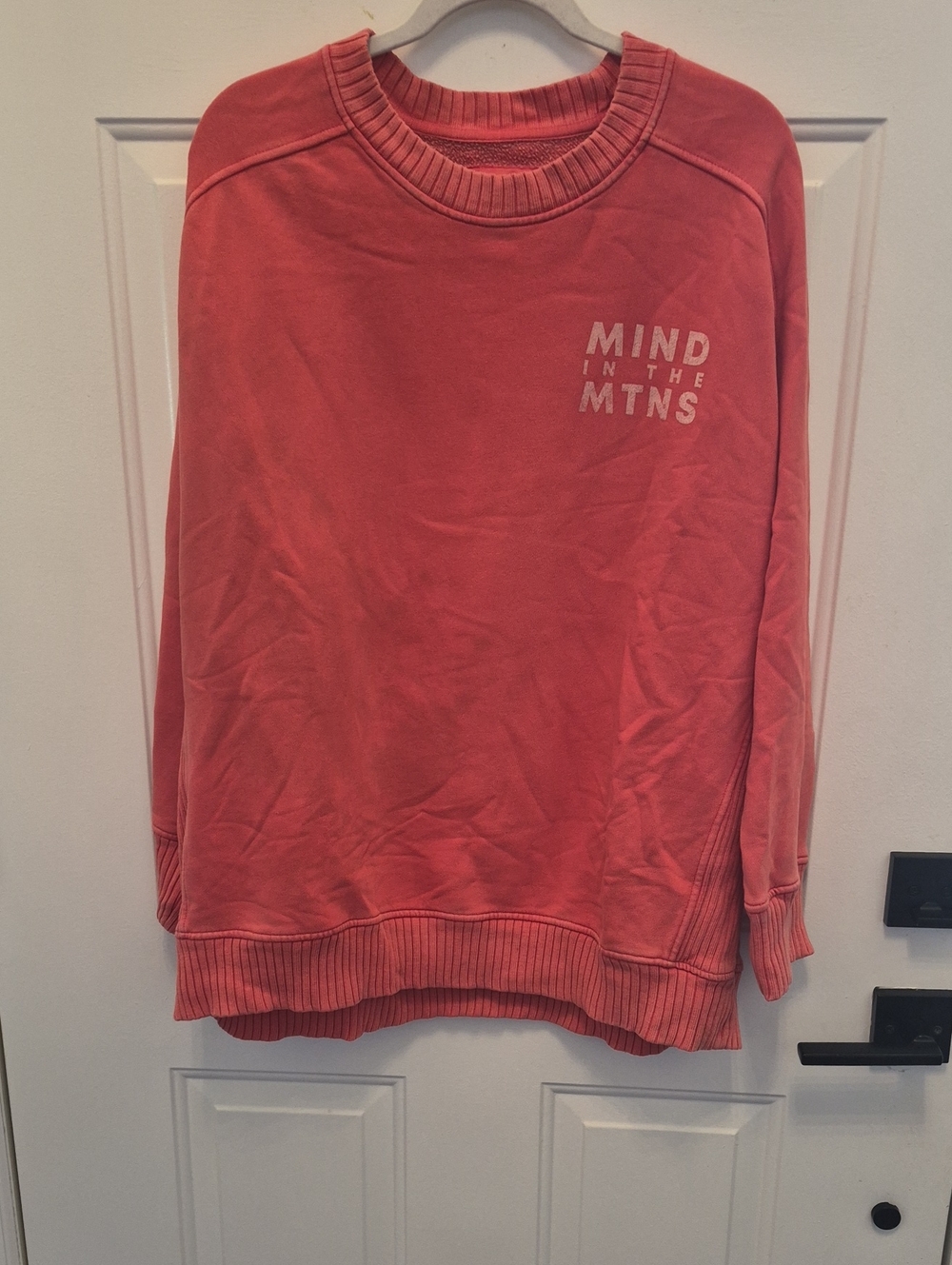 aerie Coral Crewneck Sweatshirt with 'Mind in the Mtns' Chest Print